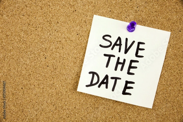 Fototapeta Save the date on cork board background Concept