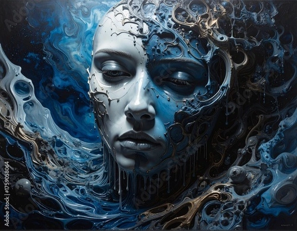 Obraz Reflecting Depression and Mental Illness. Emotional Freeze. Generated image.