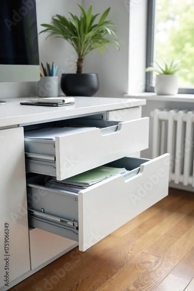 Obraz Sleek Modern Office Drawers Ample Storage for a Tidy & Organized Workspace, Perfect for Home or Professional Use