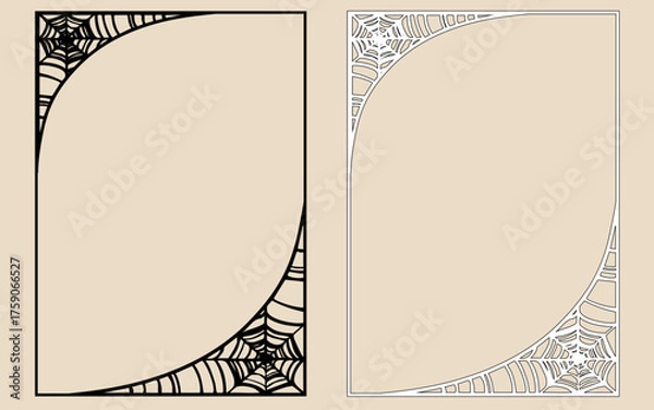Obraz ダークなイメージ。縦長蜘蛛の巣フレーム。A判型。