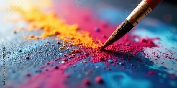 Obraz Vibrant Paintbrush Strokes Create Abstract Art Close-Up Dynamic Artistic Expression in Motion