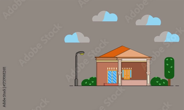 Obraz Vector Illustration Geometric 1 Story Minimalis House