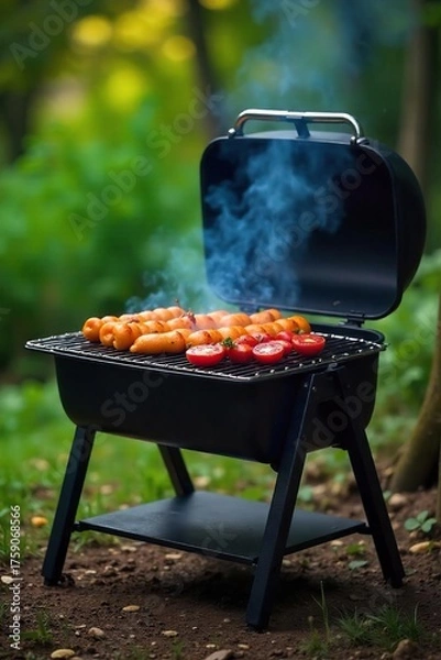 Obraz Sturdy Grilling Frame for Outdoor Cooking Enjoy Perfectly Grilled Food with Ease.  Ideal for Backyard BBQs and Camping Adventures. Robust, Versatile Design for Delicious Meals.