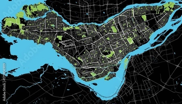 Obraz Montreal black and white map