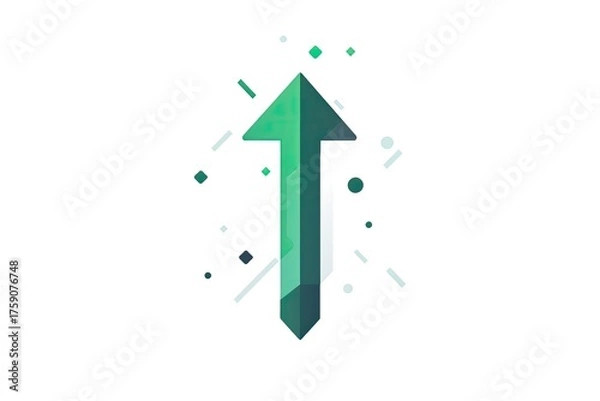 Obraz Upward Green Arrow Flat Design Concept for Growth With Abstract Background