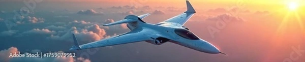Fototapeta Sleek Futuristic Aircraft in Flight Demonstrating Advanced Variable-Sweep Wing Technology