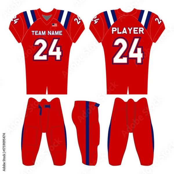 Fototapeta American football jersey design and versatile sports uniform graphics — perfect for all teamwear styles. Ideal for athletic, fashion, and casual apparel projects.