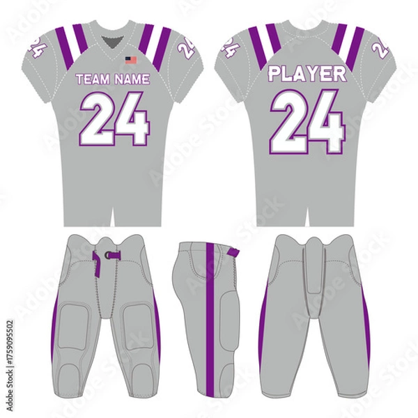 Fototapeta American football jersey design and versatile sports uniform graphics — perfect for all teamwear styles. Ideal for athletic, fashion, and casual apparel projects.