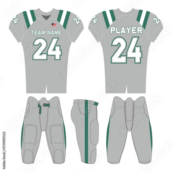 Fototapeta American football jersey design and versatile sports uniform graphics — perfect for all teamwear styles. Ideal for athletic, fashion, and casual apparel projects.