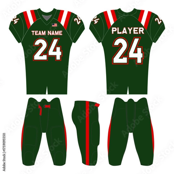 Fototapeta American football jersey design and versatile sports uniform graphics — perfect for all teamwear styles. Ideal for athletic, fashion, and casual apparel projects.