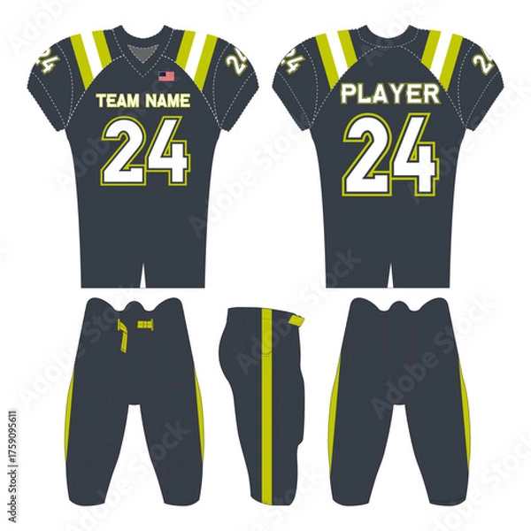 Fototapeta American football jersey design and versatile sports uniform graphics — perfect for all teamwear styles. Ideal for athletic, fashion, and casual apparel projects.