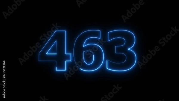 Fototapeta Abstract beautiful blue neon 463 number illustration background 4K. Glowing neon countdown number icon background.
