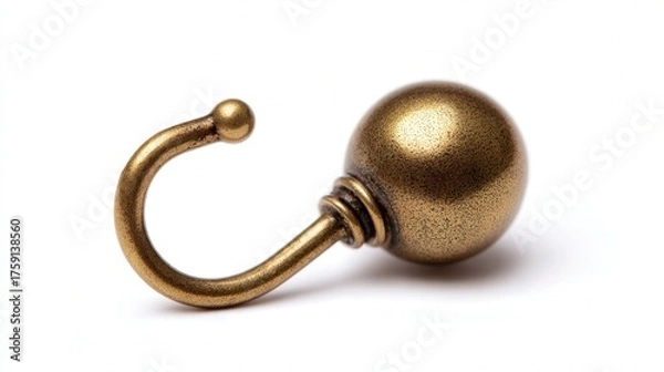 Fototapeta Mini brass hook orb isolated on white background