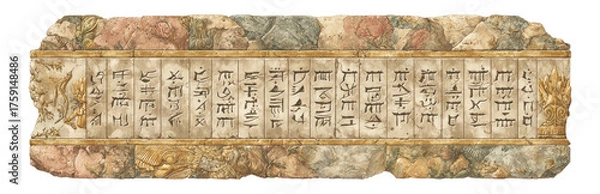 Fototapeta Antique Scroll with Ancient Text and Floral Design