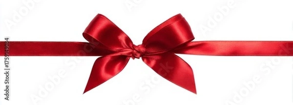 Fototapeta Red Satin Ribbon Bow Isolated on White