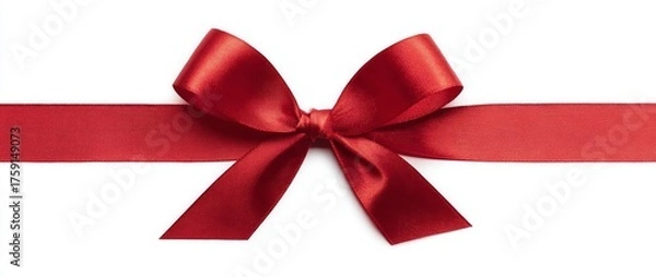 Fototapeta Red Ribbon Bow on White Background