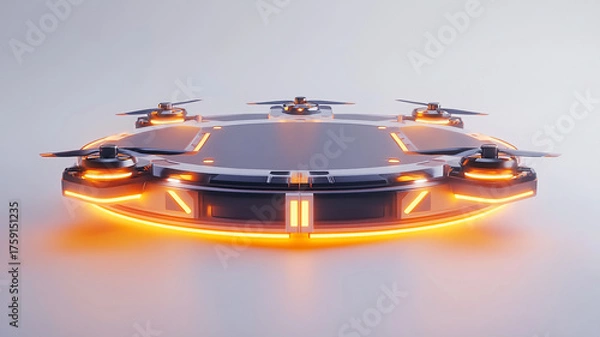 Fototapeta A glowing cyber drone with advanced aerodynamics and modern concept