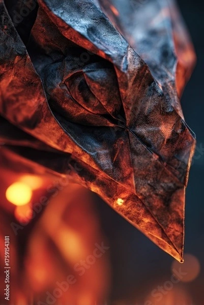 Fototapeta Ethereal Dragon Sculpture with Fiery Glow and Intricate Textures.