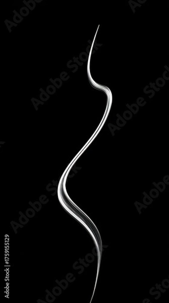 Fototapeta Ethereal Smoke Plume - Graceful White Vapor Against Stark Black Backdrop.