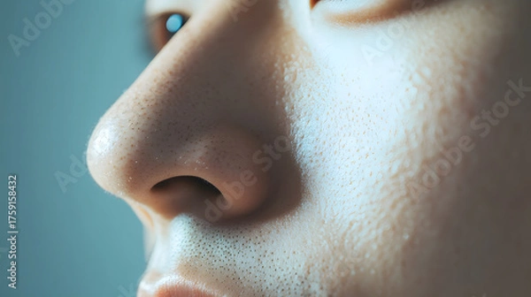 Fototapeta Close up of male face skin with visible pores