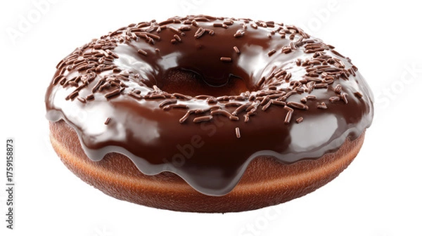 Obraz A chocolate donut with sprinkles on transparent background	
