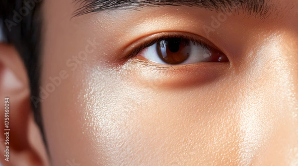 Fototapeta Close up of eye with smooth skin texture