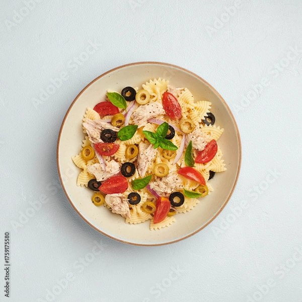 Obraz Tuna Pasta Salad top view