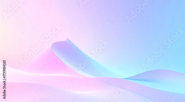 Fototapeta Soft Pastel Gradient Waves Abstract Background with Gentle Curves and Subtle Light Illusions