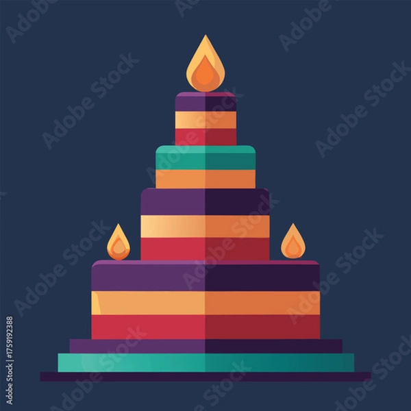 Obraz four tiered cake with diwali themed colorful decor (2).eps