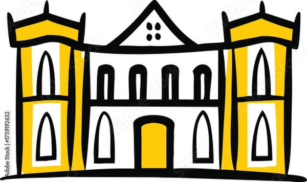 Obraz front view of victorian library building  ornate w (1).eps