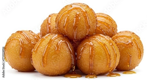 Fototapeta loqaimat cluster drizzled with date syrup isolated on a white background for dessert or food presentation