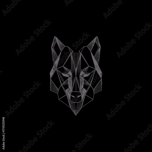 Obraz Geometric wolf head illustration on black background conceptual design