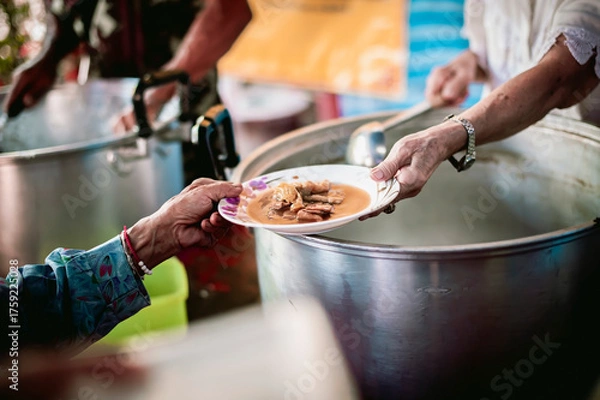 Fototapeta Food Donations for Homeless, the concept of humane