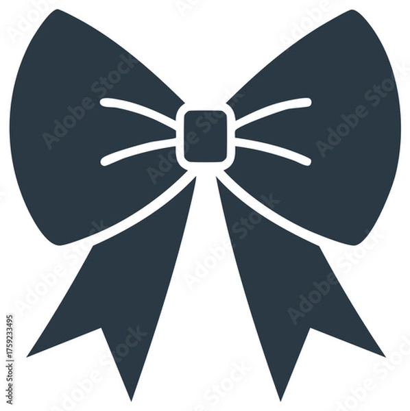 Fototapeta Elegant Dark Bow with Tails Decorative Element for Packaging and Presents