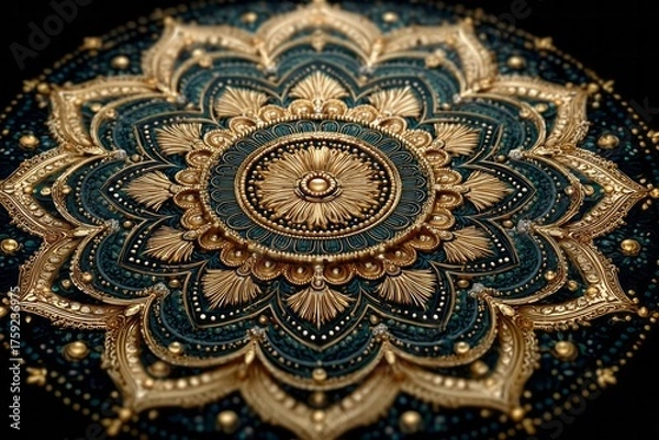 Obraz Intricate golden mandala design pattern, art