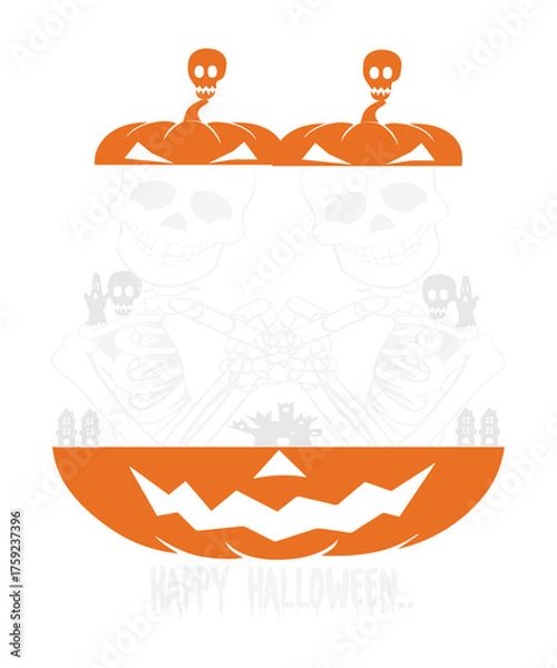 Fototapeta Spooky skeletons and jack-o'-lanterns create a haunting happy halloween scene