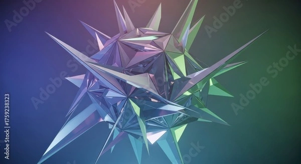 Obraz Abstract Geometric Crystal Formation with Gradient Lighting Effects