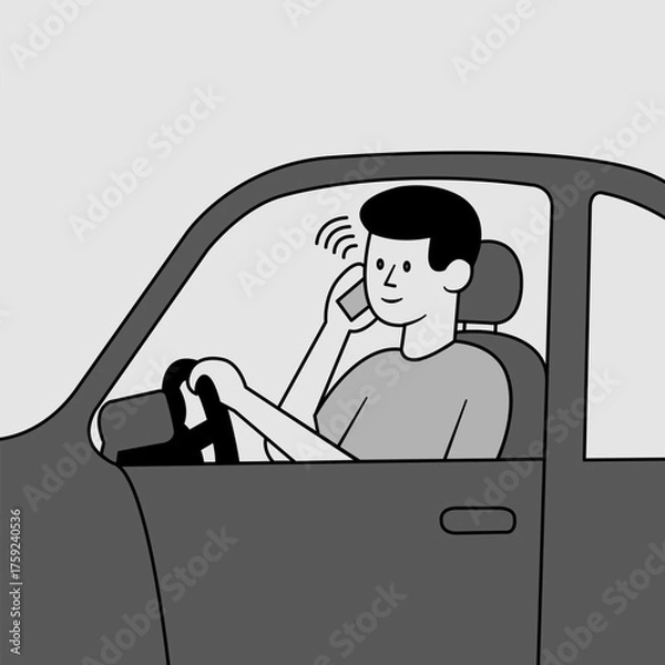 Fototapeta man in car