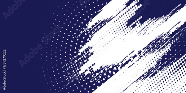 Obraz Top Dots halftone white and blue color pattern gradient grunge texture background. sporty