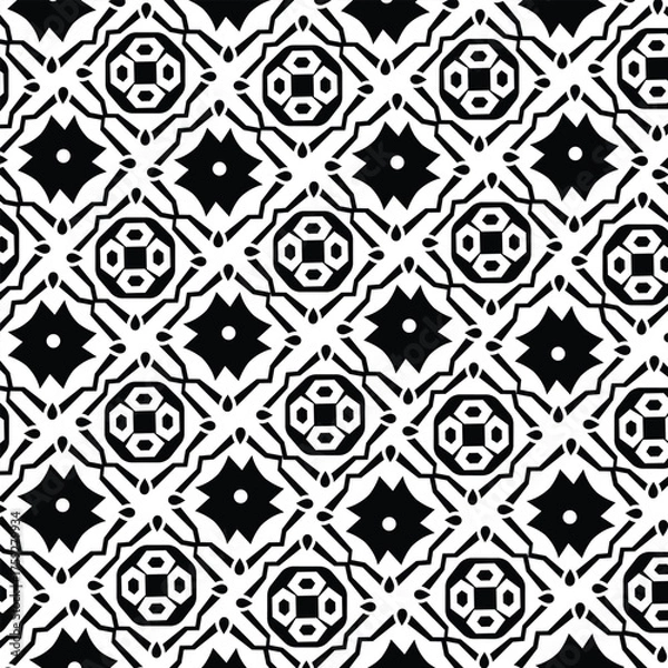 Fototapeta Abstract background with repeat pattern . Black and white color. Unique geometric vector swatch. Perfect for site backdrop, wrapping paper, wallpaper, textile and surface design.