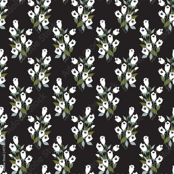 Fototapeta White Tulips Floral Bouquet Ensemble Pattern Art can be use for background and apparel design