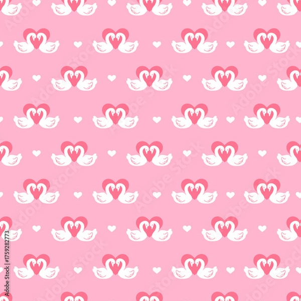 Fototapeta Heartfelt Swans Romantic Ripples Vector Pattern can be use for background and apparel design