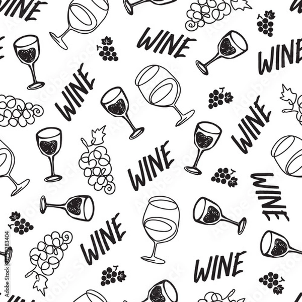 Fototapeta Seamless Wine Glass Extravaganza in Sip Pattern can be use for background and apparel design
