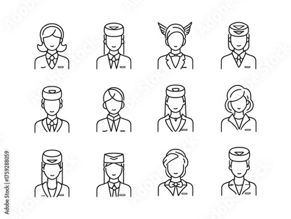 Obraz Flight Attendant Line Art Soaring Gracefully Above