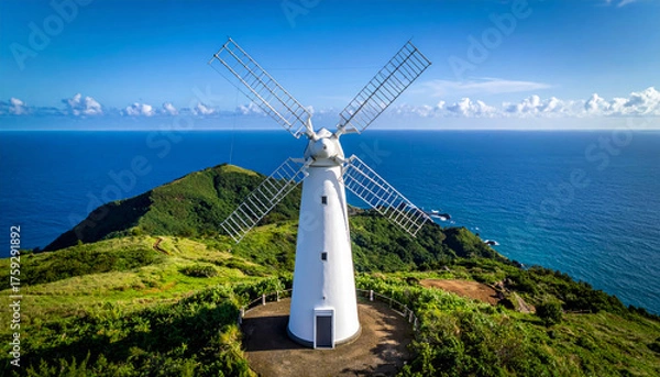 Obraz Wind-powered lighthouse on the island