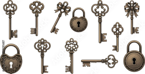 Obraz Antique Keys and Padlocks Collection