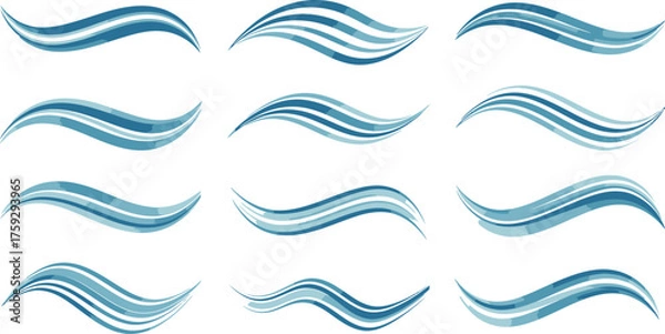 Obraz Abstract Blue Wave Brush Strokes Collection