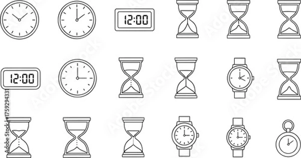 Fototapeta Collection of Timekeeping Devices Icons
