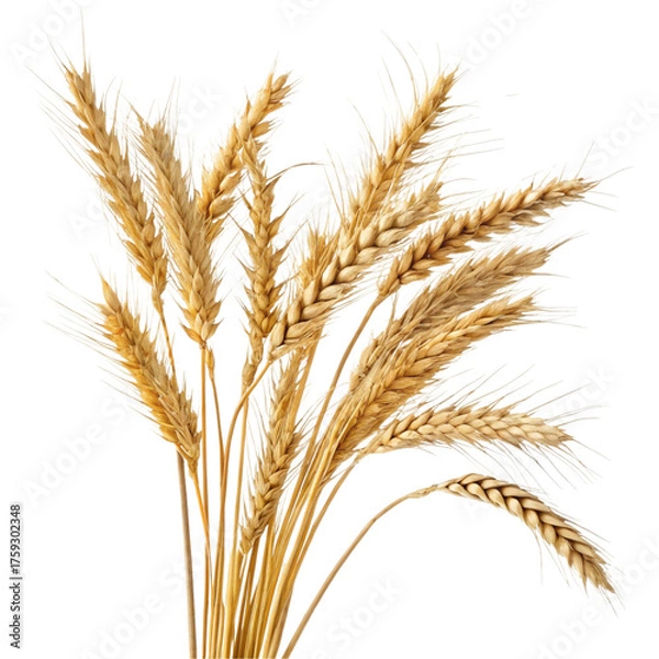 Fototapeta Detail of golden wheat ears isolated on transparent background