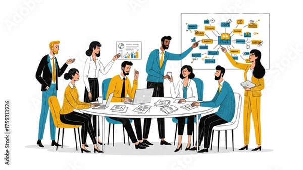 Fototapeta Professional business team engaging in strategic planning and collaborative project discussion meeting